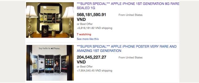 Giá iPhone 2G trên ebay