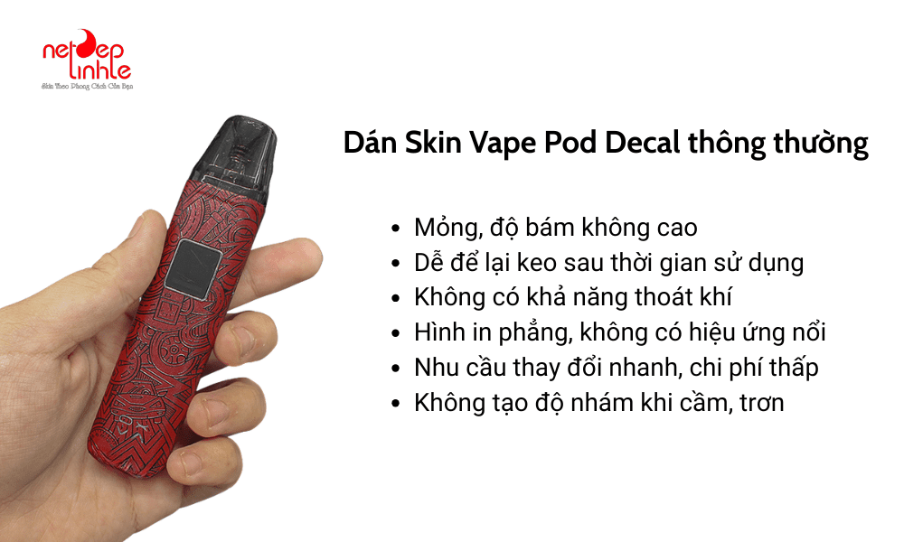 Dán skin Vape Pod Decal thông thường phù hợp với nhu cầu thay đổi nhanh