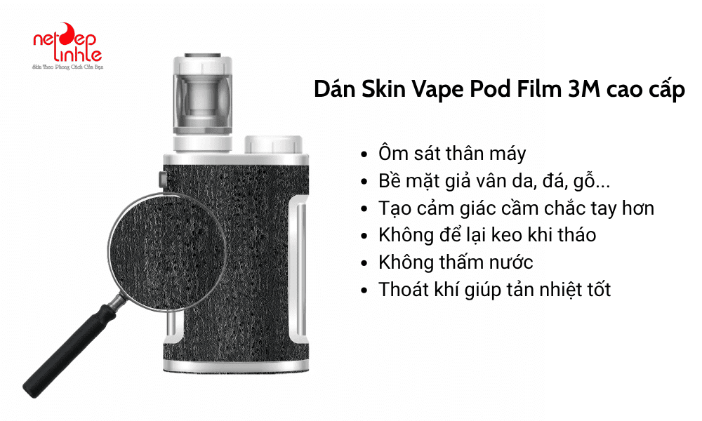 Dán skin Vape Pod Film 3M cao cấp mang đến trải nghiệm cao cấp và bền bỉ 