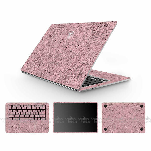 Mẫu skin laptop MSI hình điện màu hồng nhám